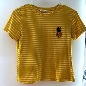 SHEIN yellow and white stripe shirt like new